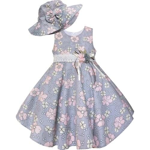 2021 Light Floral Pattern Summer Baby Girl Dress Cotton Sleeveless Children Princess Dress Girl Casual Girls Clothes 2 to 8 Year