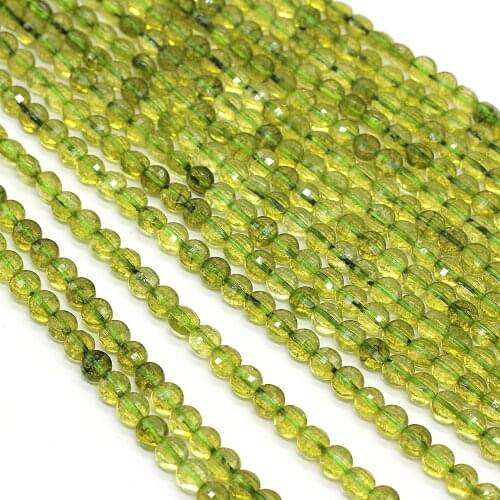 2021 New AAA 100% Natural Stone Semi-precious Stone Oblate Faceted Beaded PeridotFor DIY Necklace Bracelet Making Jewelry 36cm