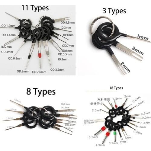 3/8/11/18Pcs Auto Electrical Terminal Wiring Crimp Connector Pin Radio Removal Key Tool Kit Pin Wire Crimp Car Repair Tool