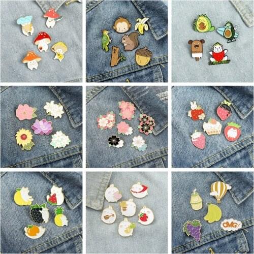 4~8pcs/set Cartoon Plant Flower Enamel Pin Spring limited special customization Brooch Potted Plant Lapel Pin Badge Punk Jewelry