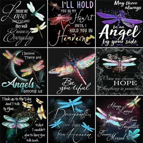 KAMY YI Blessings Dragonfly Diamond Painting Landscape Cross Stitch 5D Diy Embroidery Full Diamond Mosaic Home Decoration