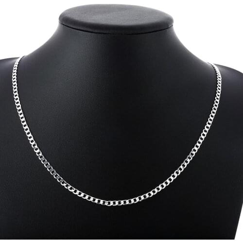 925 Sterling Silver Necklaces for men woman 16-30 Inches fine 4MM sideways Chain classic Jewelry high quality Christmas Gifts