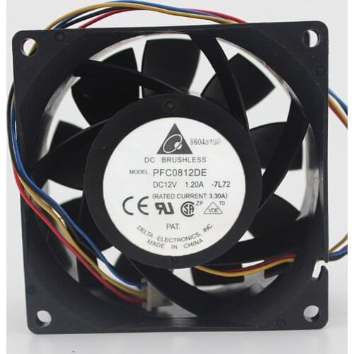 Four-wire PWM 12V 3.3A 1.2A PFC0812DE 8CM server cooling fan