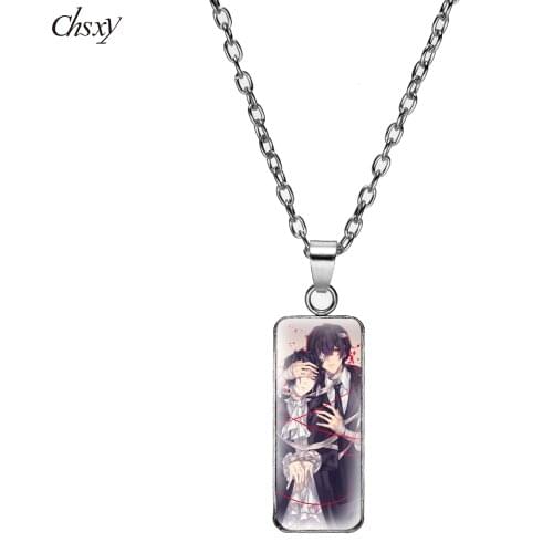 CHSXY Anime Bungou Stray Dogs Necklace Dazai Nakajima Nakahara Figure Pendant Necklace Chain Glass Dome Stainless Steel Jewelry