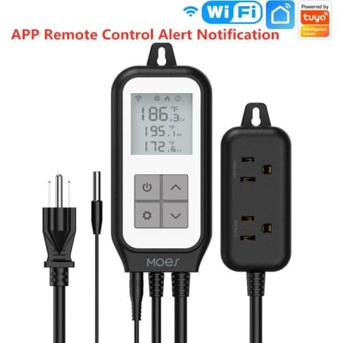 Wi-fi Smart Aquarium Temperature Controller Monitor Double Sockets Thermometer For Aquarium Fish Tank Terrarium With Dual Probes