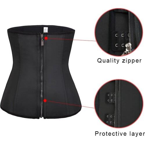 Women Latex Waist Trainer Body Shaper Corsets with Zipper Cincher Corset Top Slimming Belt Black Shapers Shapewear Plus Size