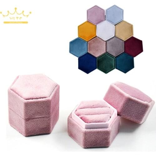 Double Rings Box Jewelry Packaging Box Ring Box Jewelry ContainerHigh Quality Earrings Holder Velvet Couple Ring Box