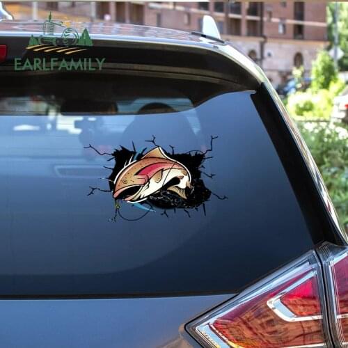 EARLFAMILY 13cm x 10cm for Fishing Fish Car Stickers Windshield Decal Graffiti Funny Car Styling Campervan Refrigerators Decals