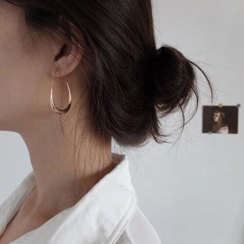 European and American Geometric Shape Metal Luster Oil Drop Earrings Female Personality Fashion Creative Earrings Simple Gift