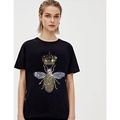 Tshirt Women 2021 Short Sleeve Diamonds Tshirt Women Summer loose design tShirt Drop shipping