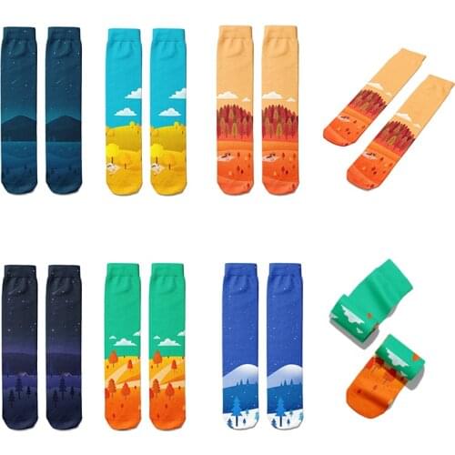 Cotton Socks Autumn Leaves Color Tube Socks Compression Fashion Mixed Cotton Winter Warmth Funny Female Sock High Quality Unisex
