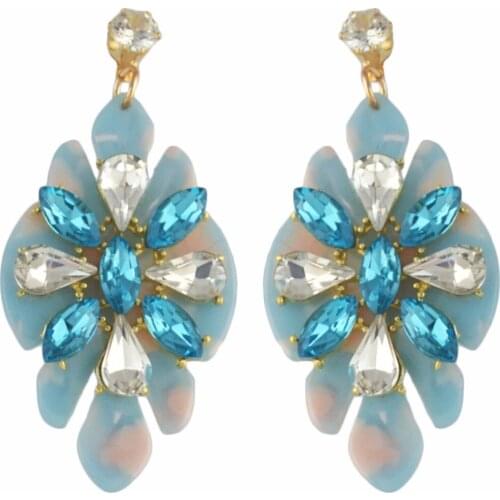 Idealway Lovely Acrylic Crystal Beads Statement Earrings for Women Shiny Flower Shape Long Drop Earring Brincos Birthday Gift