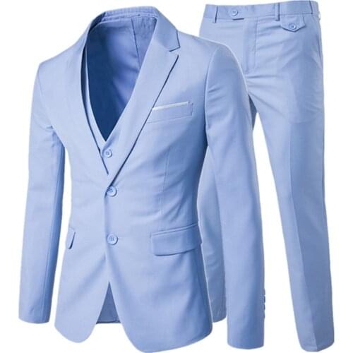Suit Jacket Pants 3 Pieces Sets / 2021 Fashion Men Business Dress Male Wedding Blazers Coat + Trousers + Waistcoat / S-6XL