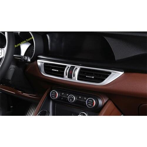 LAPETUS Interior Refit Kit Middle AC Air Vent / Warning Lights Button Frame Cover Trim Fit For Alfa Romeo Stelvio 2017 - 2020