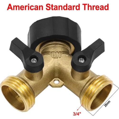 Brass Dual-Outlet Two Ways Splitter Ball Valve Quick Connectors Y Shape Fast Coupling Garden Drip Irrigation Tap Connector