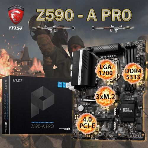 LGA 1200 10th-Gen 11th-Gen CPU MSI Z590-A PRO Motherboard DDR4 128Gb 5333(OC)MHz 3xM.2 PCI-E 4.0 Placa-mãe Desktop Chia Z590 New