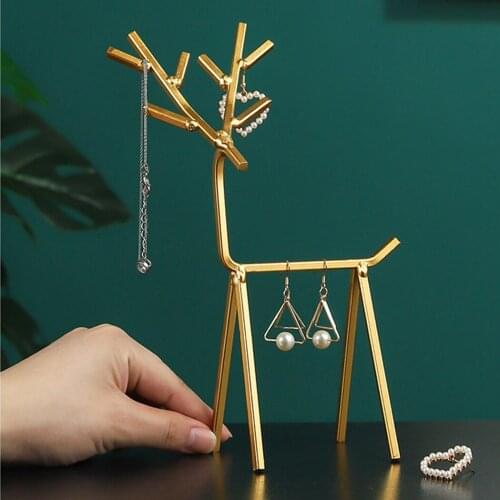 Metal Deer Earrings Holder Decorative Iron Necklace Stand Earrings Display Stand Jewelry Organizer Holder Jewelry Display
