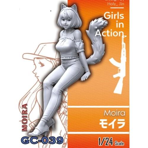 1/24 Resin Model figure GK Moira Fantasy theme Fox Girl Girl in action Unassembled and unpainted kit