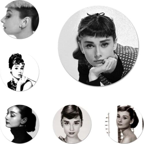 Fashion lady audrey Hepburn Badge Brooch Pin Accessories For Clothes Backpack Decoration gift 58mm