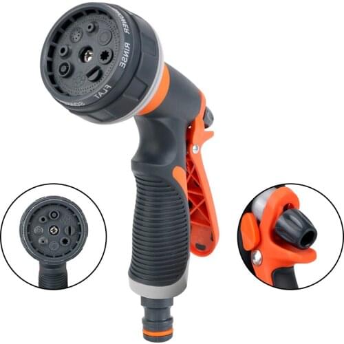 Lawn Spray Watering Hand-held Hose Sprinkle Nozzle Garden Tools High Pressure Water Gun 8 Spray Modes For Garden Washing Car