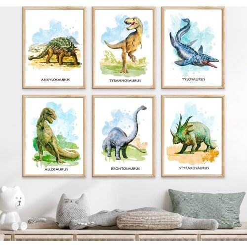 Nursery Wall Art Canvas Painting Jurassic Dinosaur Animal Nordic Posters And Prints Wall Pictures Boy Kids Bedroom Decoration