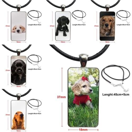 For Women Gift Fashion Necklace Handmade Rectangle Shape Choker Necklace Jewelry Multi Designs Cocker Spaniel Puppy