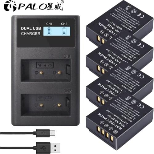 PALO 1200mAh NP-W126 NP W126 NPW126 Batteries + LCD Dual Charger for FUJIFILM X100V X-T200 X-T100 X-T3 X-A2 X-A7 X-E2 X-E3 X-H1