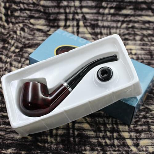 Portable Resin Pipe Bent Smoking Pipe Tobacco Hookah Pipe Filter Grinder Herb Wooden Pipe With Holder Cigarette Accessories