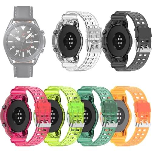 TPU Transparent Shell Strap Wrist Band Watchband Frame Crystal Case For Samsung Galaxy Watch 3 41mm 45mm Wristband Bumper Cover