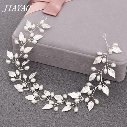 Silver Color Leaf Pearl Headband Bridal Hair Accessories Bridal Tiara Wedding Headband Women Headband Accessories Headpiece
