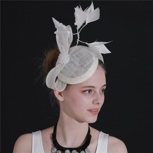 Sinamay Nice Formal Wedding Fascinator Hats Ladies Hair Clip Elegant Women Fashion Headwear Peals Fashion Hair Accessories