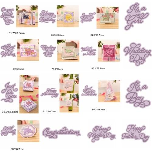 Special Cute Letter Words Sentence Best Wishes Wedding Days Metal Cutting Dies Making Mix Cards Scrapbook Craft New Stencils DIY