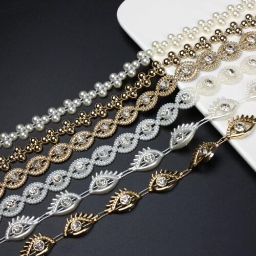 Glass Rhinestone Chain Plating Rhinestones ABS Tape Stones And Crystals Clothes Decoration 1Yard Diy Resin Craft Shiny Stones