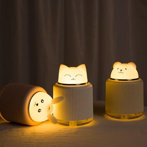 3 in 1 Air Humidifier LED Night Light USB Plug Aroma Diffuser Pet Cartoon Office Home Air Purifier Desk Lamp Mist Maker
