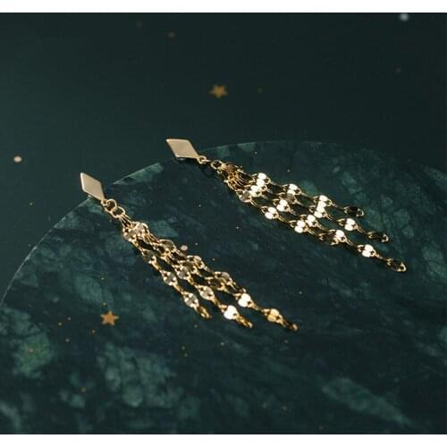 100% 925 Sterling Silver Frosty Style Tassel Long Earrings for Women Dangle Earring Geometric Rhombus Fine Jewelry Girls Gift