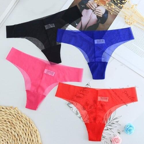 Sexy Fashion Womens Briefs Underwear Transparent Casual Low Waist Lace Ladies Thongs Panties Hollow Thin Lingerie Underpant