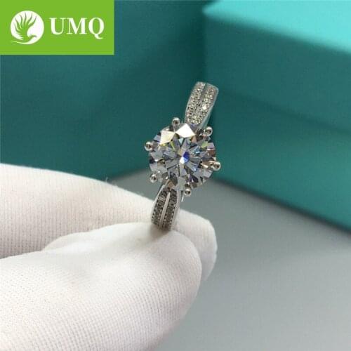 UMQ 6 Claws 925 Silver Pass Diamond Test Excellent Cut 2 ct 8mm D Color Moissanite Wedding Ring for Women Gift Fine Jewelry
