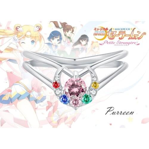 Sailor Moon Serenity Tsukino Usagi Sterling 925 Silver Girlfriend Valentines Day Gift Women Wedding Engagement Ring