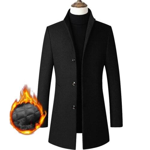 Winter Warm Woolen Coat Men Casual Slim Fit Jackets Outwear Thicken Windbreaker Palto Wool Jacket Long Trench Overcoat Pea Coats