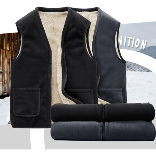 Winter vest men warm cashmere sleeveless jacket men fashion Casual Slim Solid Vests Coats Men