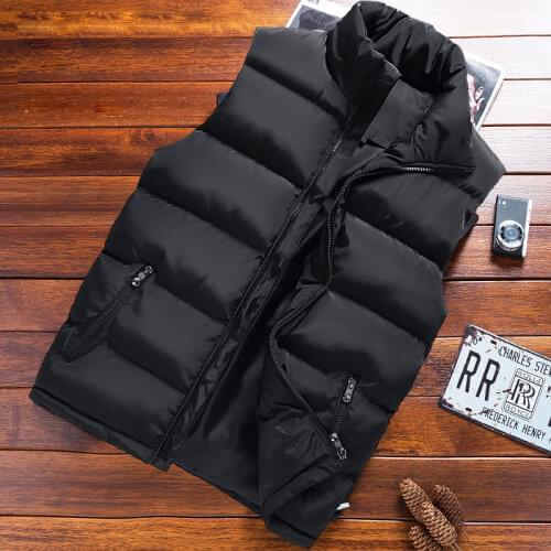 Winter youth VestMens Sleeveless Jackets 2020 Casual Fashion Cotton Down Waistcoat Coats Autumn Zipper Pocket Vests Warm Outwear