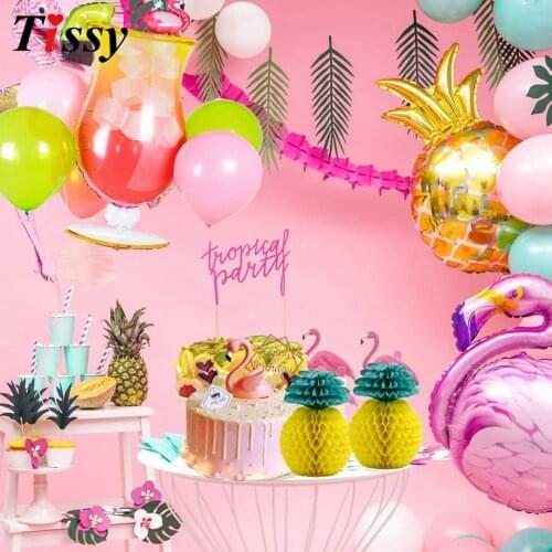 1 Set Flamingo&Pinapple Theme Foil Balloons Summer Party Garland/ Cake Decor Baby Shower Birthday Wedding Decoration Supplies