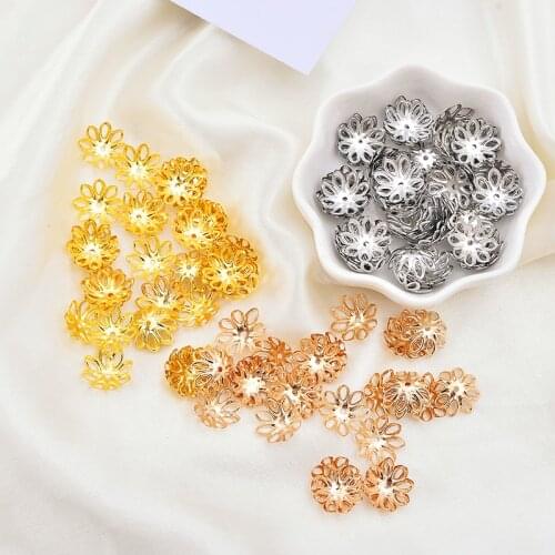 100p 10mm silver gold delicat Flower connector end beads Spacer Beads Caps End caps DIY Accessory Jewelry Necklace making supply