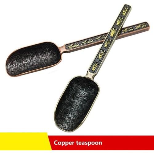 15.8X3.1 cm Copper teaspoon High grade exquisite carving of tea accessories