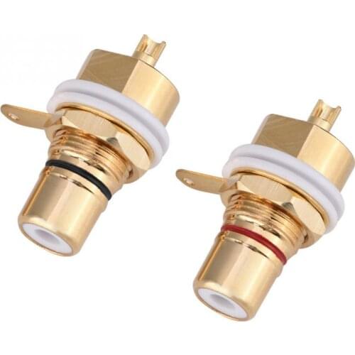 2 Pcs Gold Plated Pure Copper RCA Socket Mount RCA Jack Female Terminal Socket Audio Connector Speaker Terminal