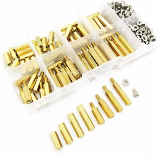 200PCS/Kit M3 Male Female Brass Standoff Spacer PCB Board Hex Screws Nut Assortment Set Kit With Plastic Box M3*12mm - M3*20mm