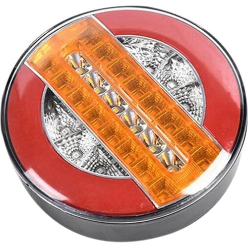 4 Inch Trailer Dynamic Tail Light 24V LED Truck Brake Light LED Round Water Hamburger for Cars, Boats, Buses, Caravans