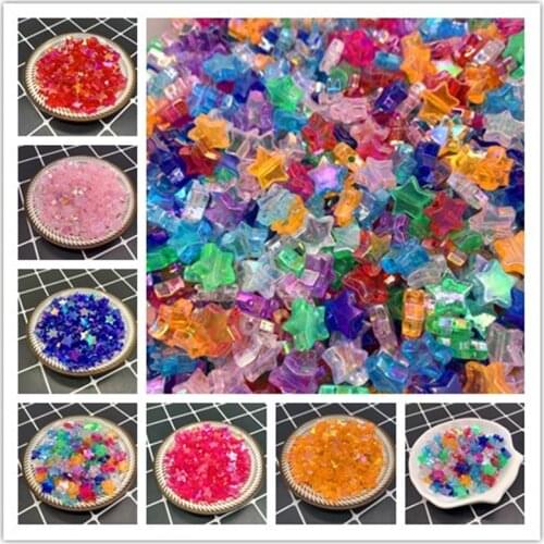 50pcs 11x4mm Acrylic Spacer Beads Five-pointed Star Transparent Rainbow Color Beads For DIY Jewelry Necklace Making