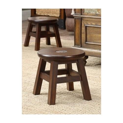 American retro home stool fashion coffee table stool childrens solid wood short stool small bench for shoes bench Solid wood