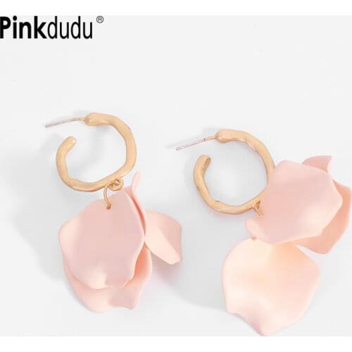 Pinkdudu Bohemian Resin Flower Earrings Handmade Acrylic Fashion Statement Flower petal Drop Earrings Jewelry for Women OG074